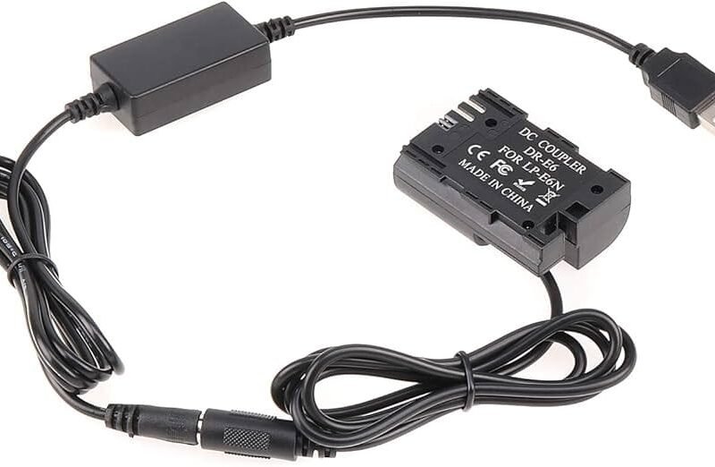 DR-E6 DC Coupler LP-E6 USB  Power Adapter Connector Dummy Battery