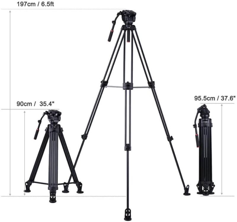 Kingjoy VT-3500 Professional Heavy Duty Video Tripod with VT-3530 Fluid Head - Image 2