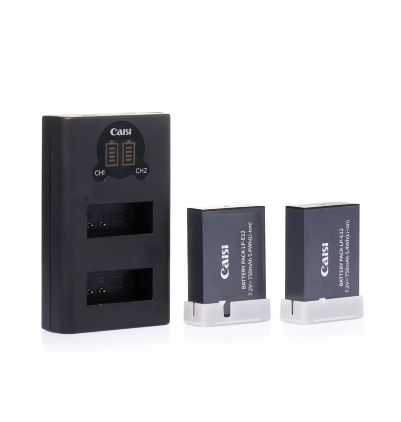 CAISI LP-E12 Kit (2 Batteries + Dual Charger) - Image 2