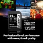 Overview of the Lexar 128GB Silver Plus Memory Card The Lexar 128GB Professional SILVER PLUS UHS-I SDXC Memory Card is a storage device with a capacity of 128GB and can store Full HD, 3D, and 4K/60p videos as well as RAW and burst photography. It is engineered with the UHS-I bus technology and features a speed class rating of V30, guaranteeing that the reading speed does not drop below 30MB/s. If your device does not support the V30 standard, this card also supports the U3 standard, which also guarantees minimum write speeds of 30 MB/s. Read speeds are supported up to 255 MB/s and write speeds max out at 180 MB/s. This card is wearproof, temperature-proof, x-ray proof, vibration-resistant, magnet-proof, shockproof, and drop-proof so you can be confident taking it wherever your shoot takes you. Should the card's data become compromised, you benefit from Lexar Recovery Tool software to recover your files. In the package 1 x Lexar 128GB Professional SILVER PLUS UHS-I SDXC Memory Card