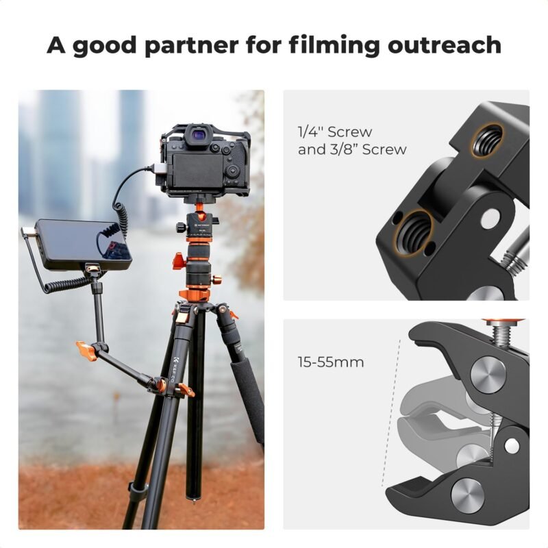 K&F CONCEPT 11" Magic Arm Clamp Kit Articulating Camera Arm Mount for Microphone