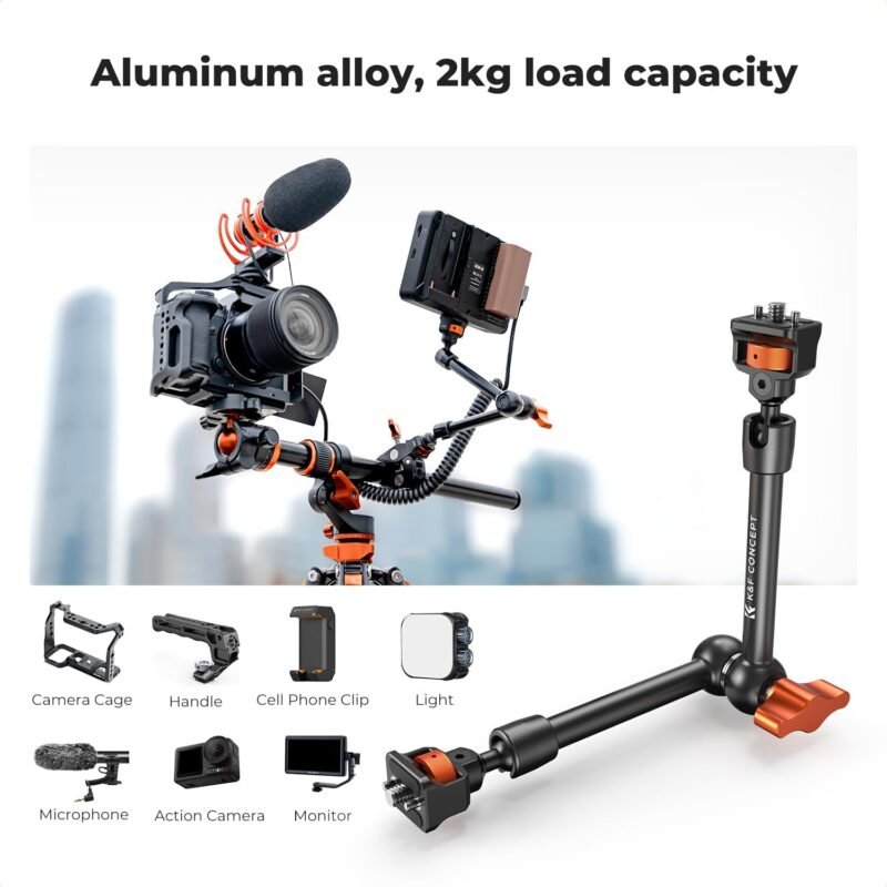 K&F CONCEPT 11" Magic Arm Clamp Kit Articulating Camera Arm Mount for Microphone